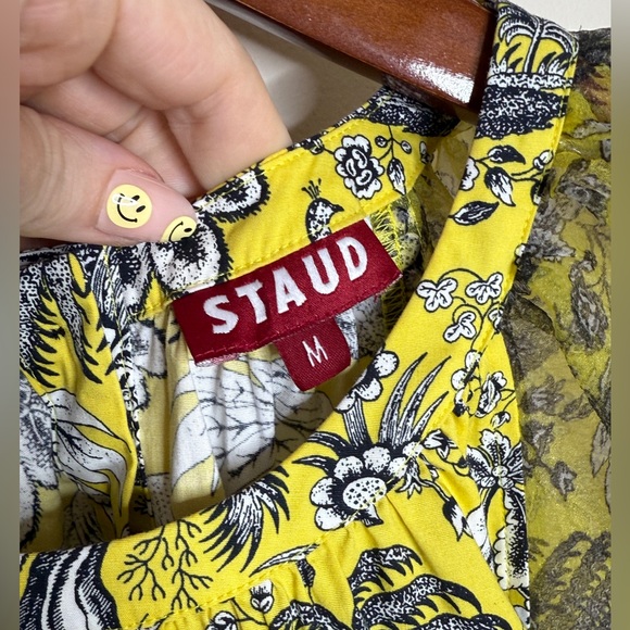 STAUD - Butter Yellow Garden Toile Puff Sleeve Mini Dress - Medium - Gorgeous - Picture 7 of 16